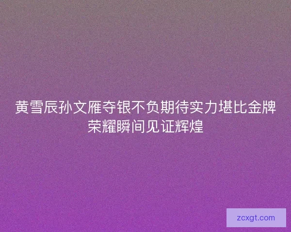 黄雪辰孙文雁夺银不负期待实力堪比金牌荣耀瞬间见证辉煌